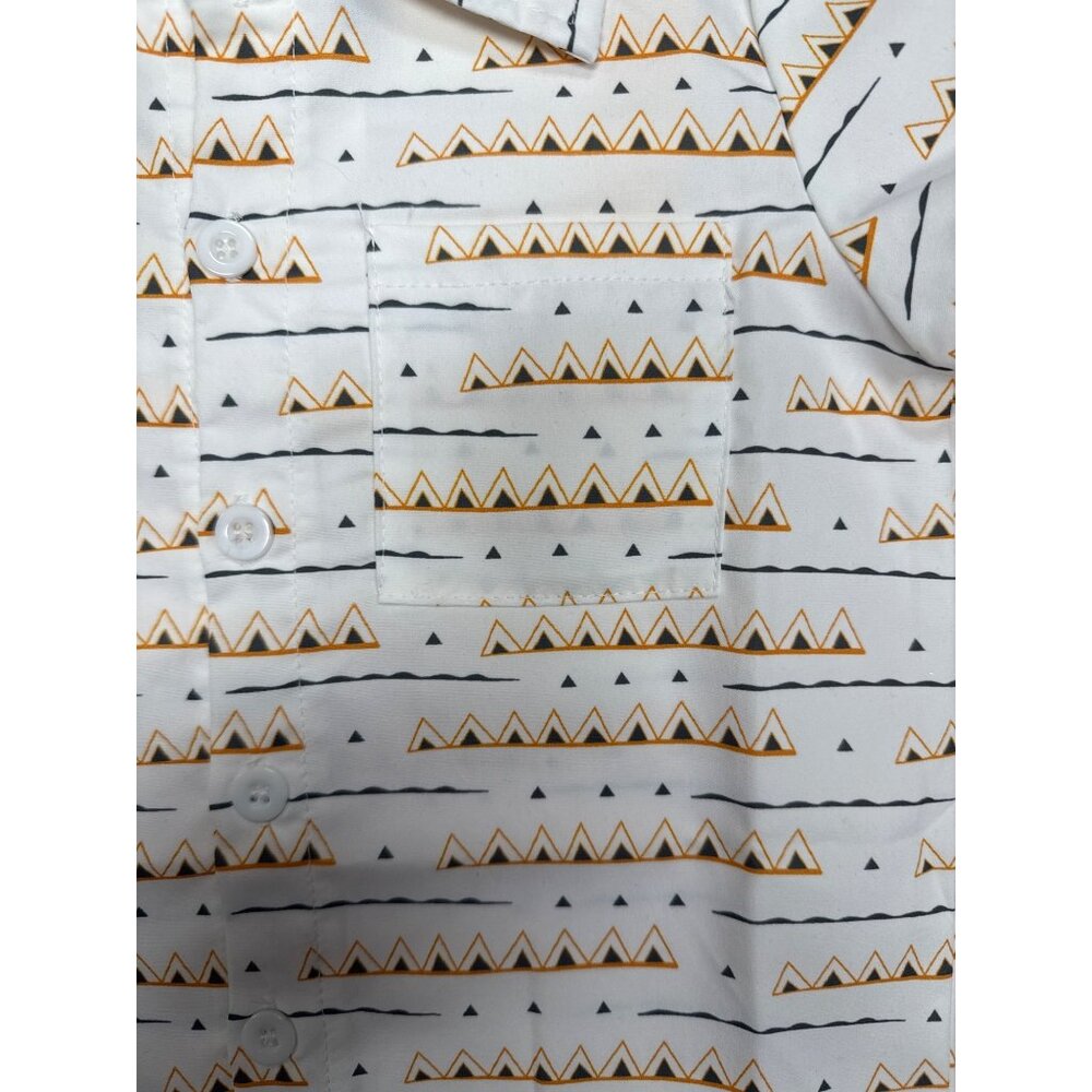 Boys Gold & Black Aztec Geometric Woven Button-Down Shirt 2T SparkleDots Polyest - Picture 3 of 5